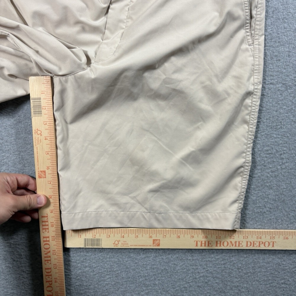VTG Nike Golf Fit Dry Shorts Mens 36 Beige Tan Flat Front Y2K Tech Chino Swoosh - Picture 7 of 8